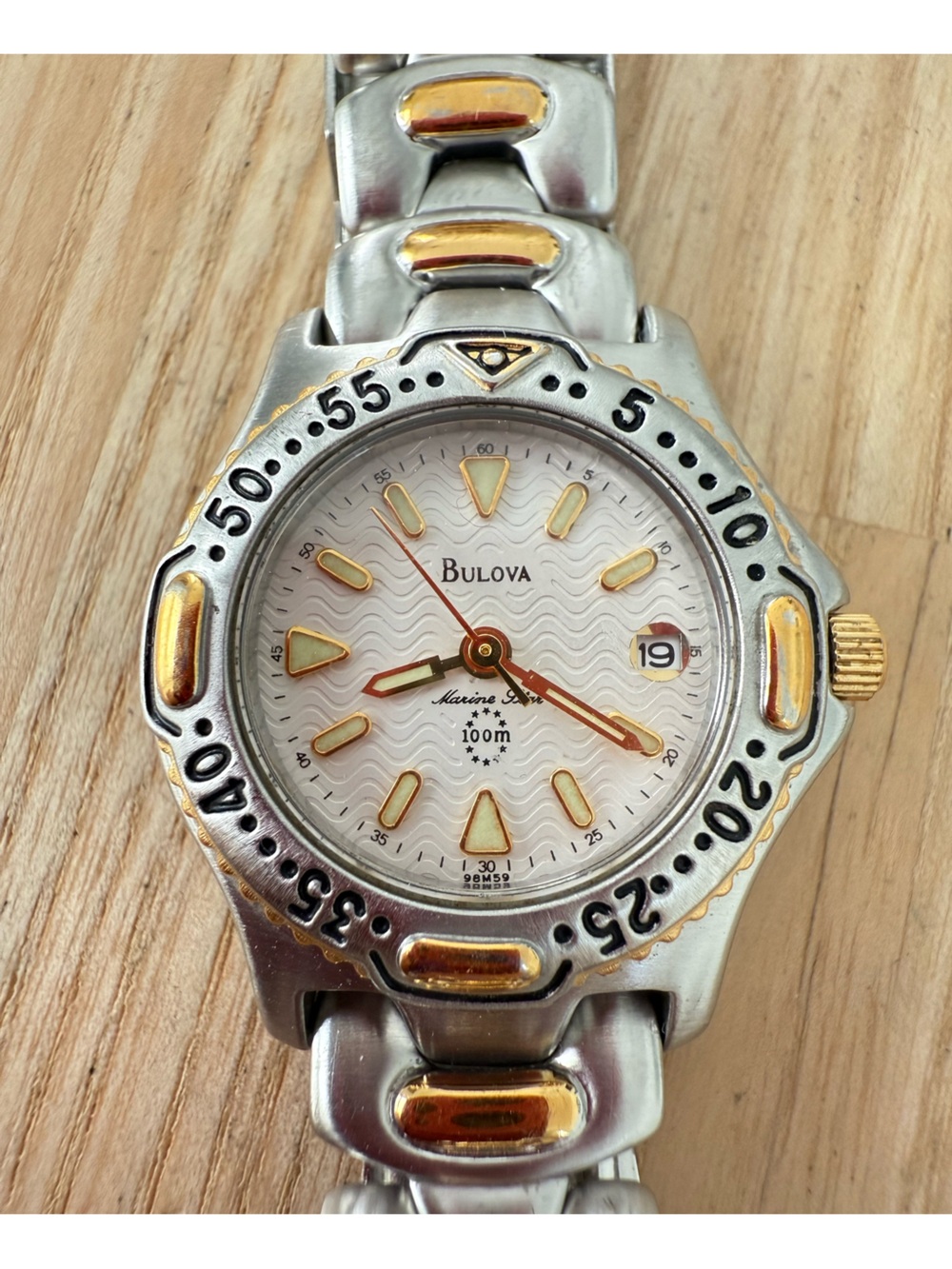 Bulova marine star ladies two tone watch NEW BATTERY